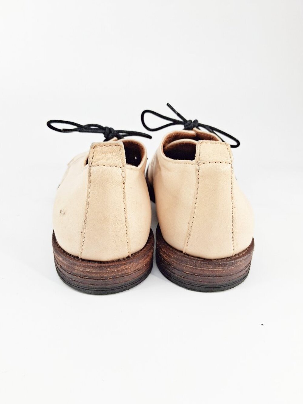 MOMA Cream Leather Derby Shoes Handmade Italy Leather Sole Lace Up SZ 37.5/7.5 - Picture 5 of 10